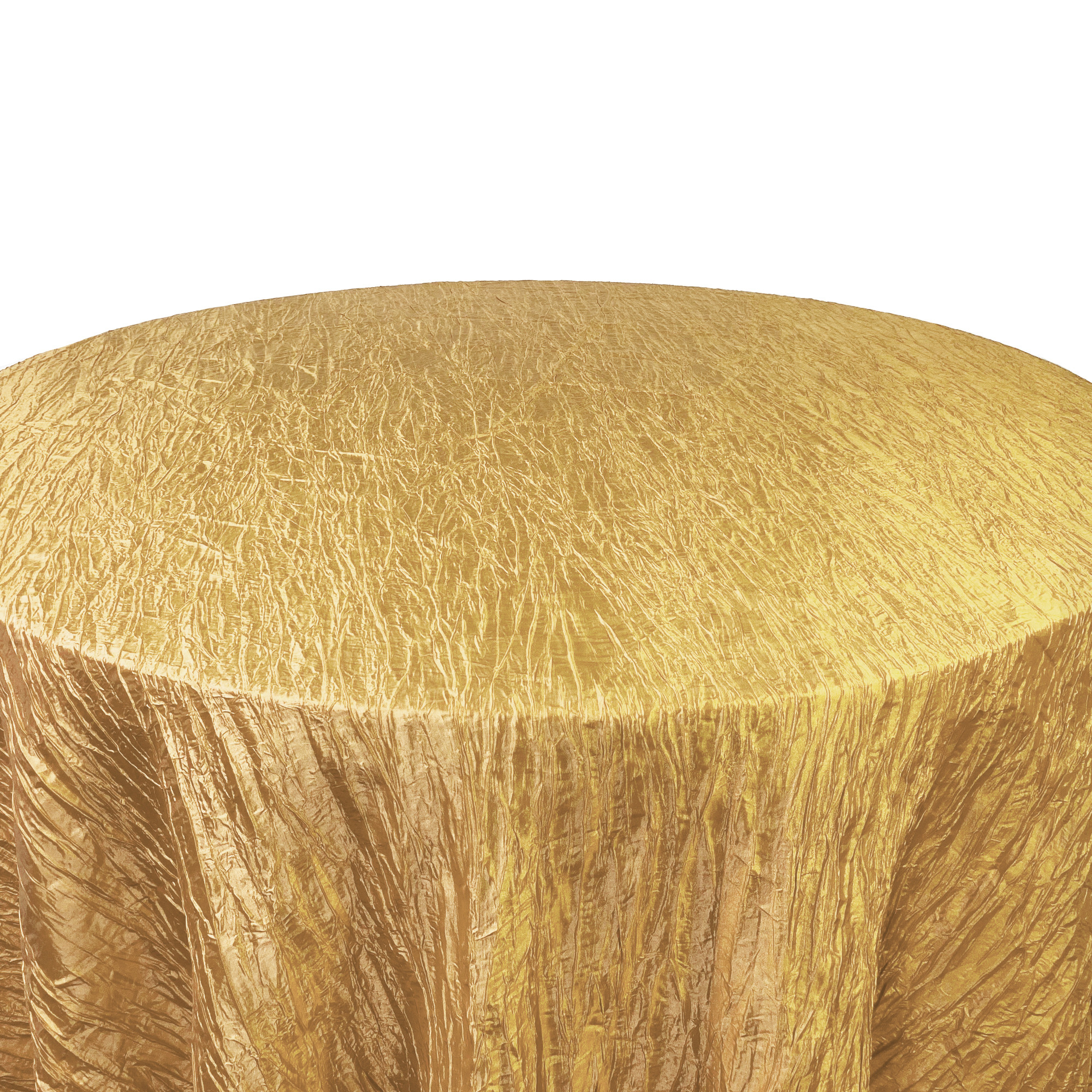 120 Inch Round Crinkle Taffeta Tablecloth Gold Top