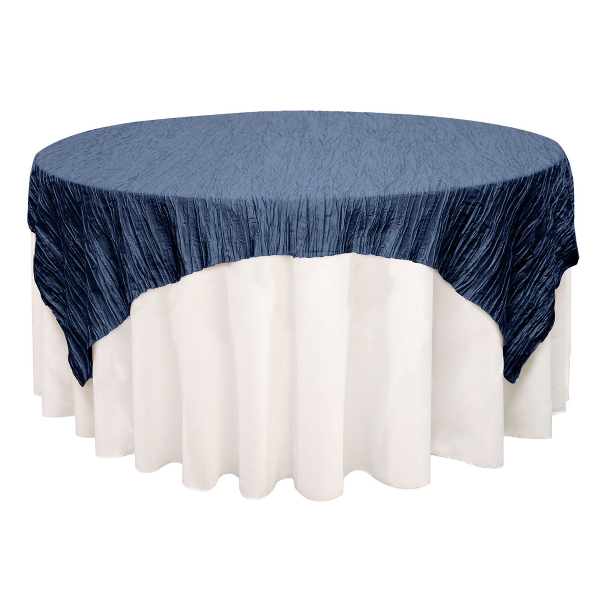 72 inch Square Crinkle Taffeta Table Overlays Navy Blue