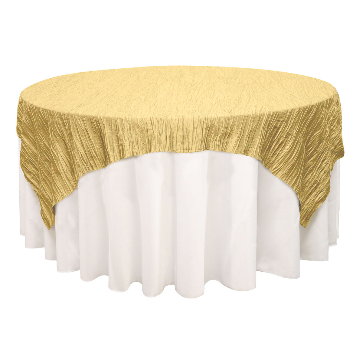 72 inch Square Crinkle Taffeta Table Overlays Gold