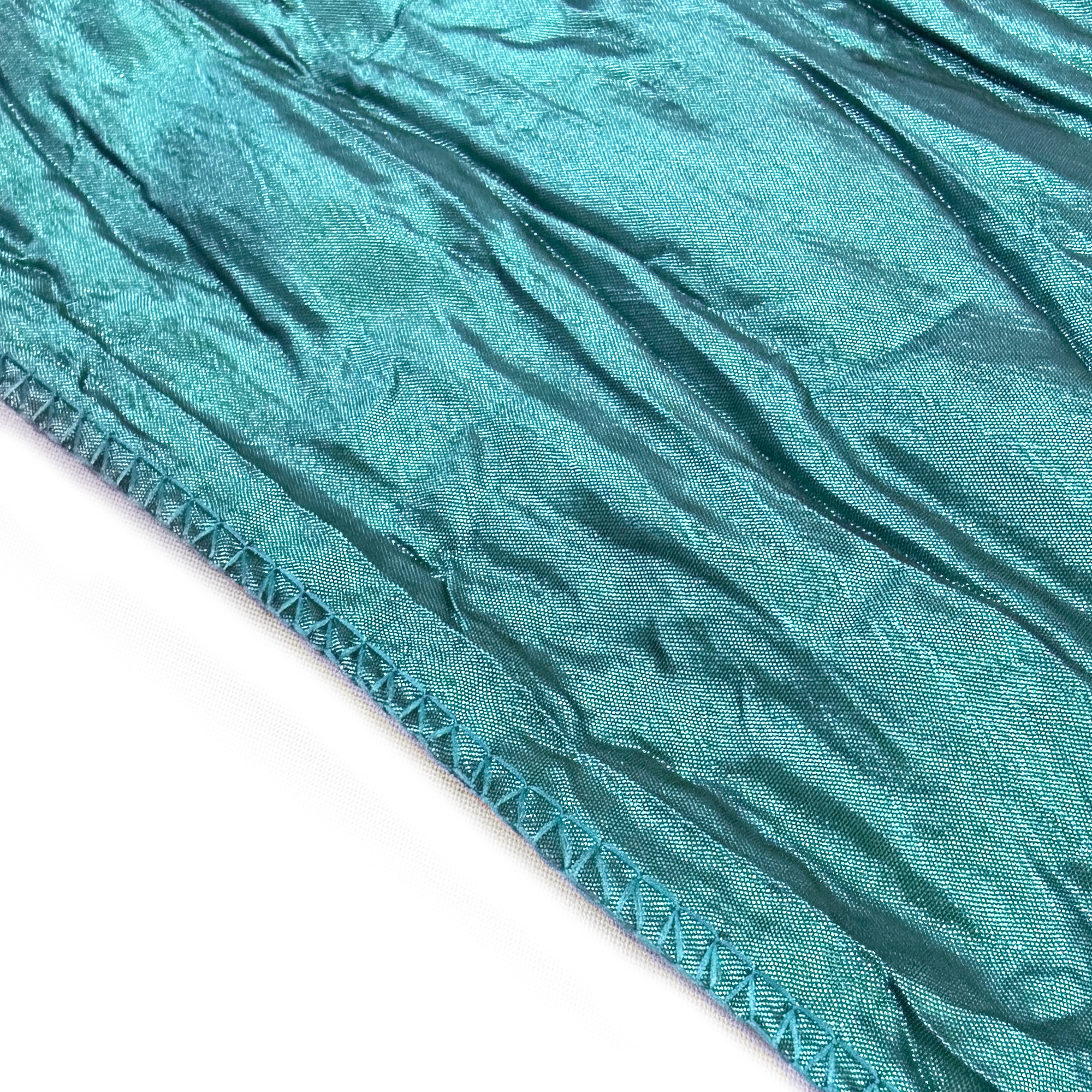 90 x 132 inch Rectangular Crinkle Taffeta Tablecloths Teal hem