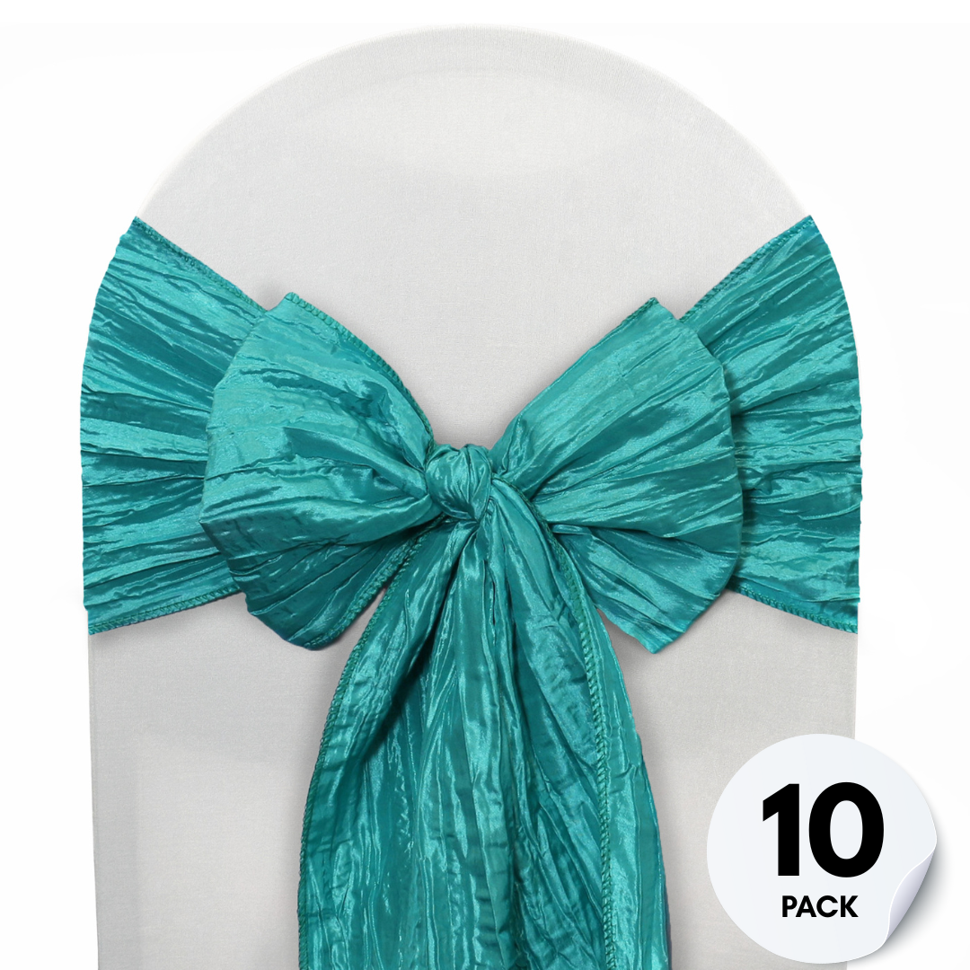 10 Pack Crinkle Taffeta Chair Sashes Teal