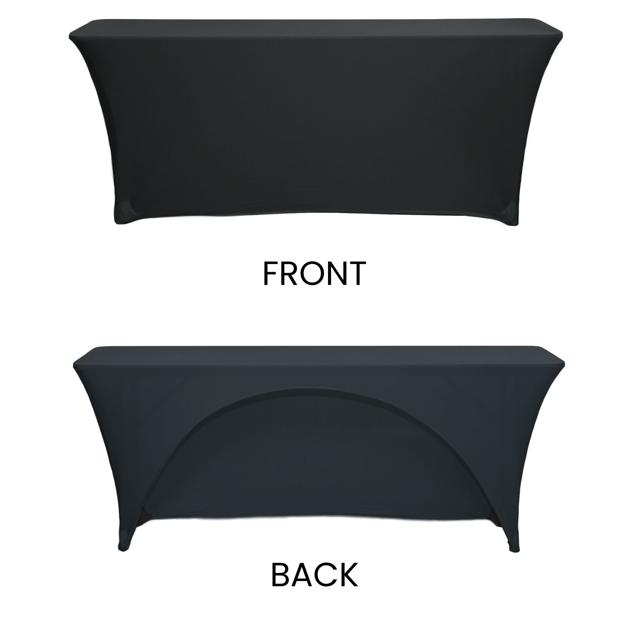 Stretch Spandex 6 Ft Open Back Rectangular Table Covers front and back