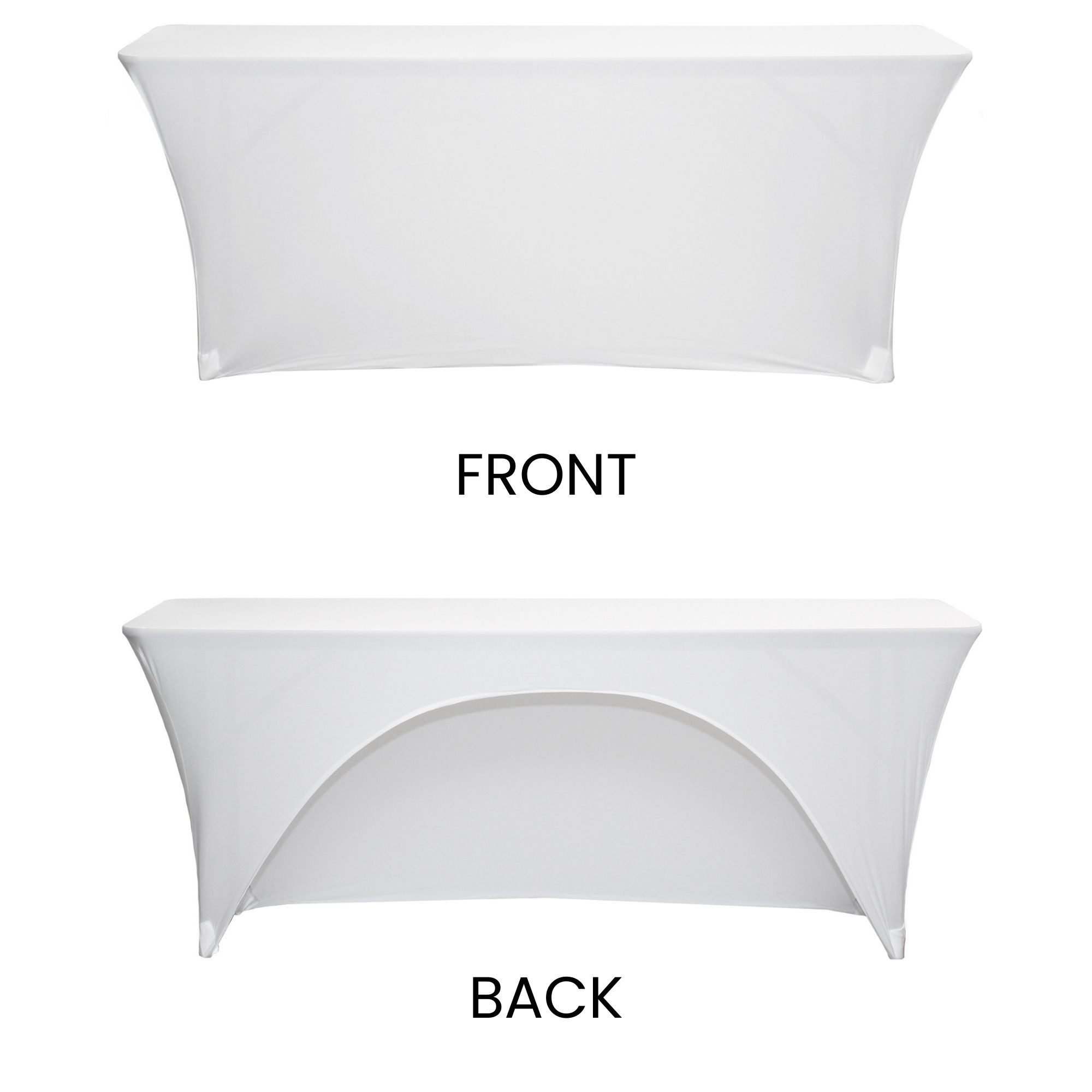 white open back spandex table covers