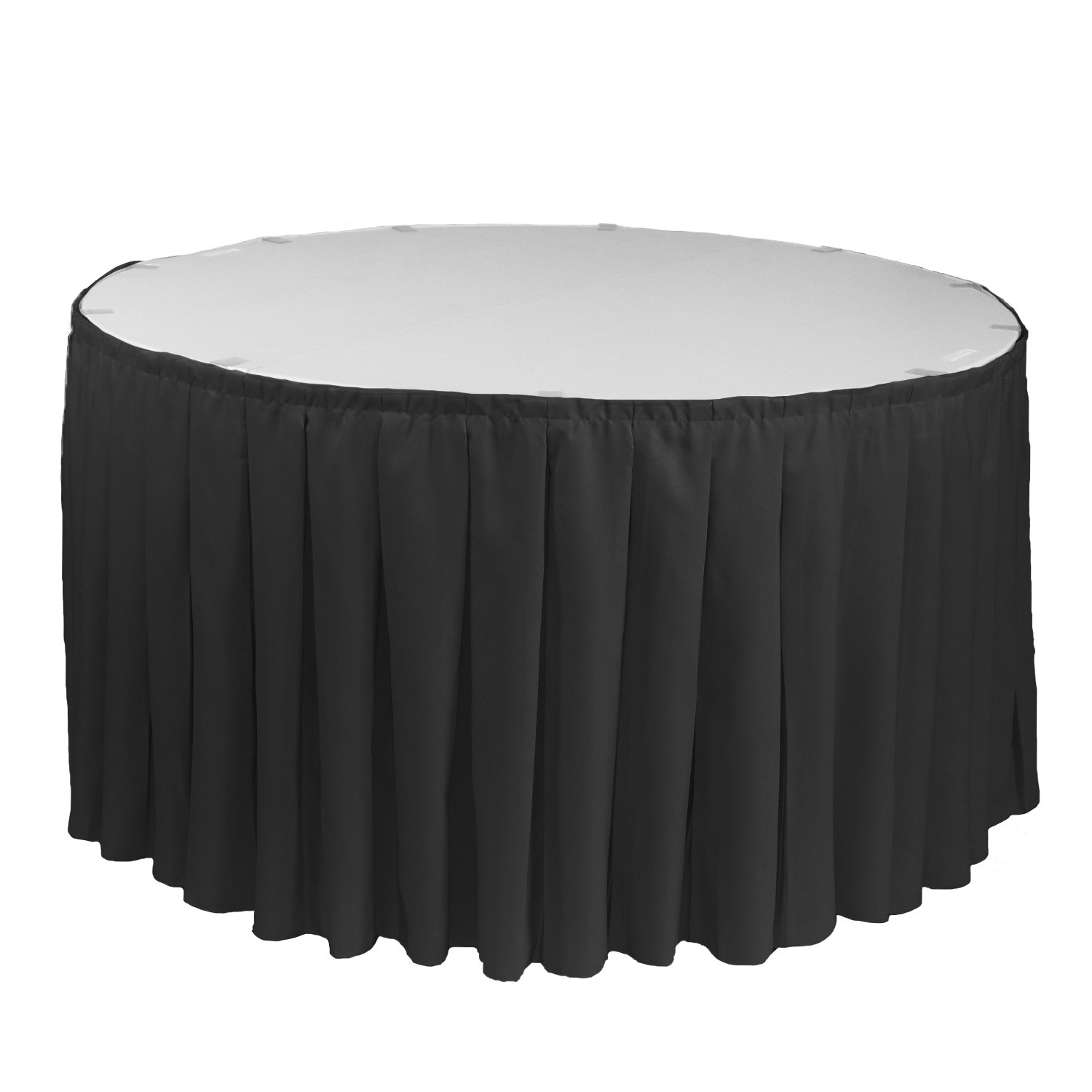 21 ft x 29 Inch Polyester Pleated Table Skirts Black for round tables