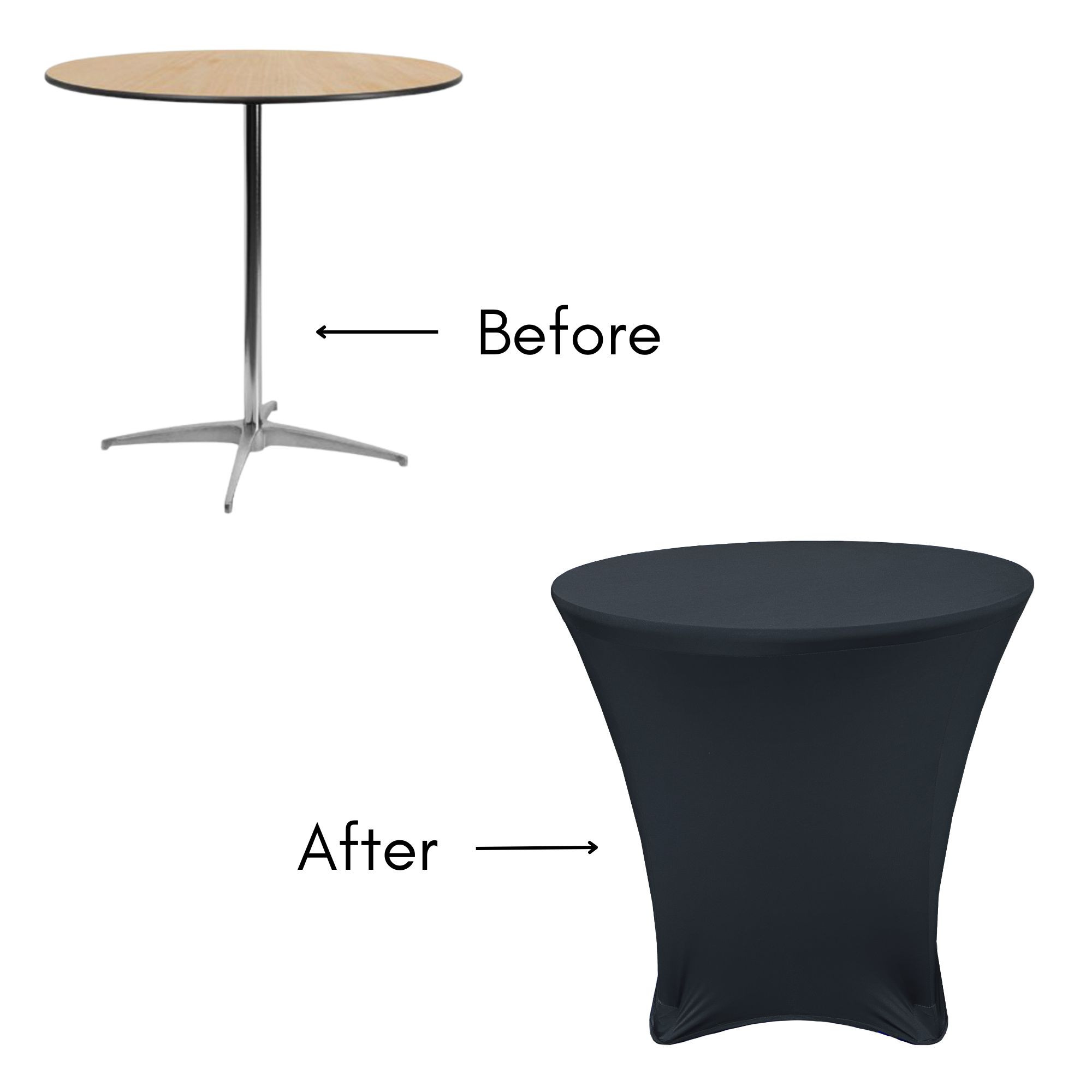 before after picture of lowboy cocktail table cover