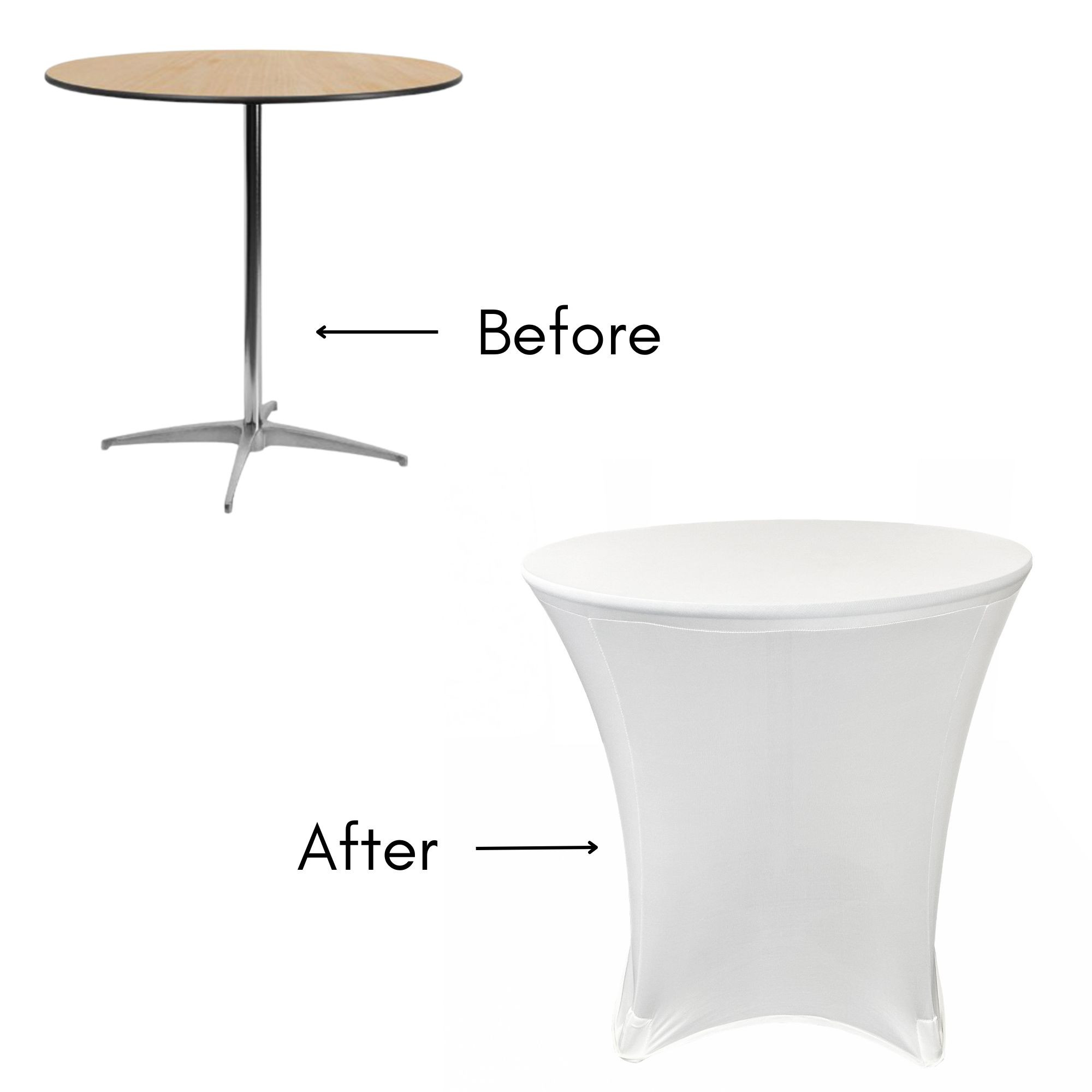 before after picture of lowboy cocktail table cover in white