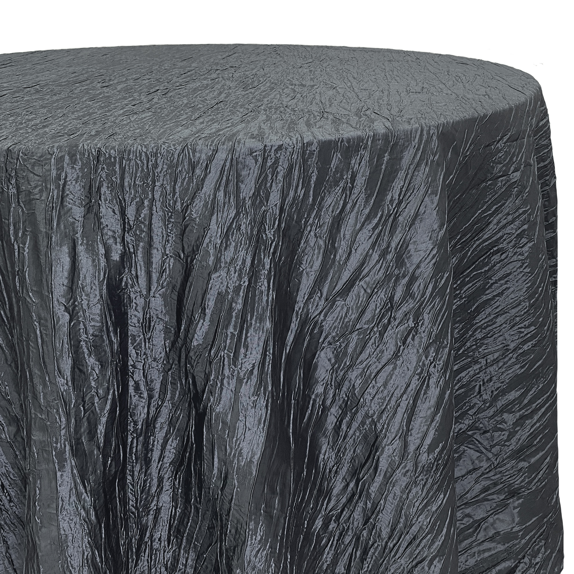 120 Inch Round Crinkle Taffeta Tablecloth Black Side