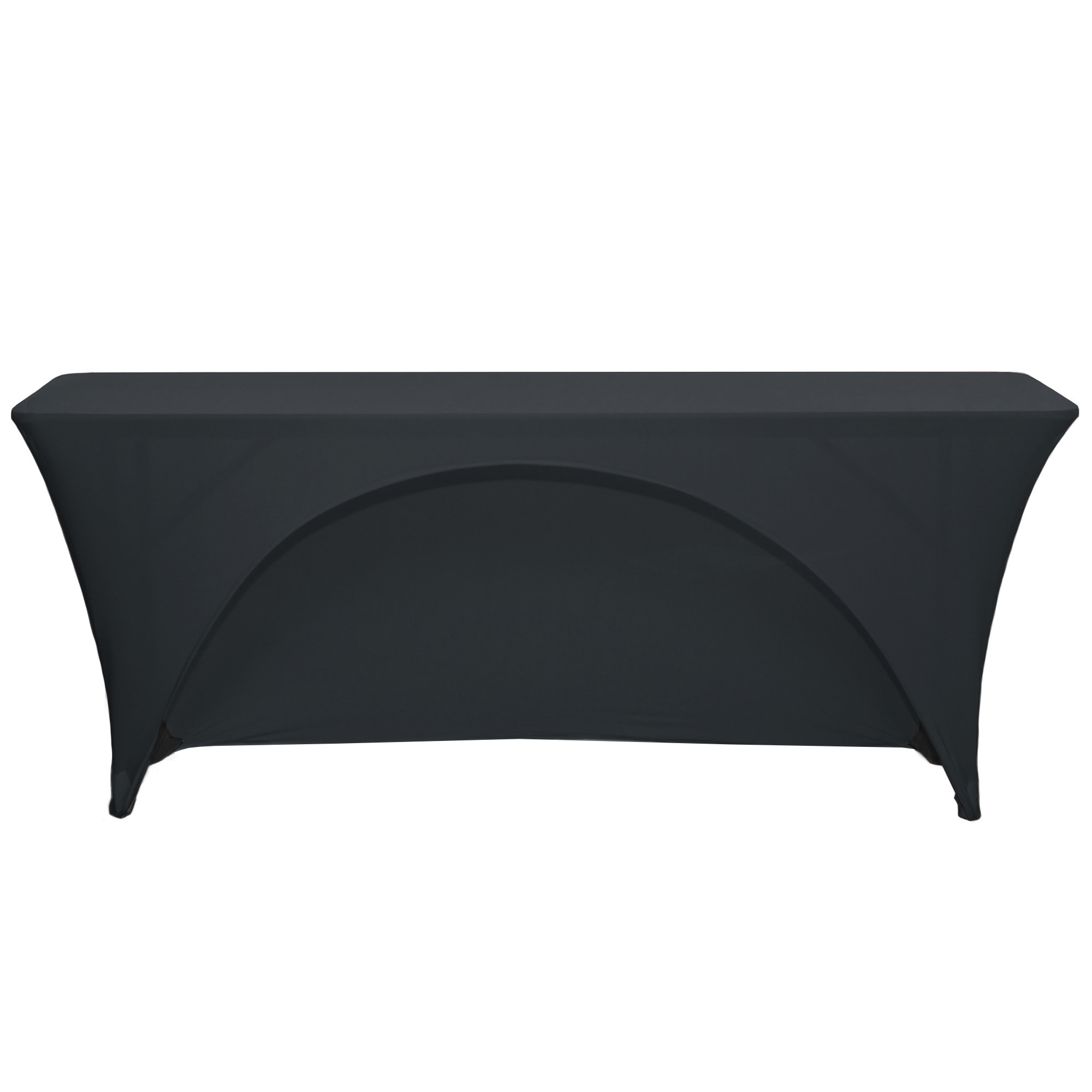 Stretch Spandex 6 ft x 18 Inches Open Back Rectangular Table Cover Black
