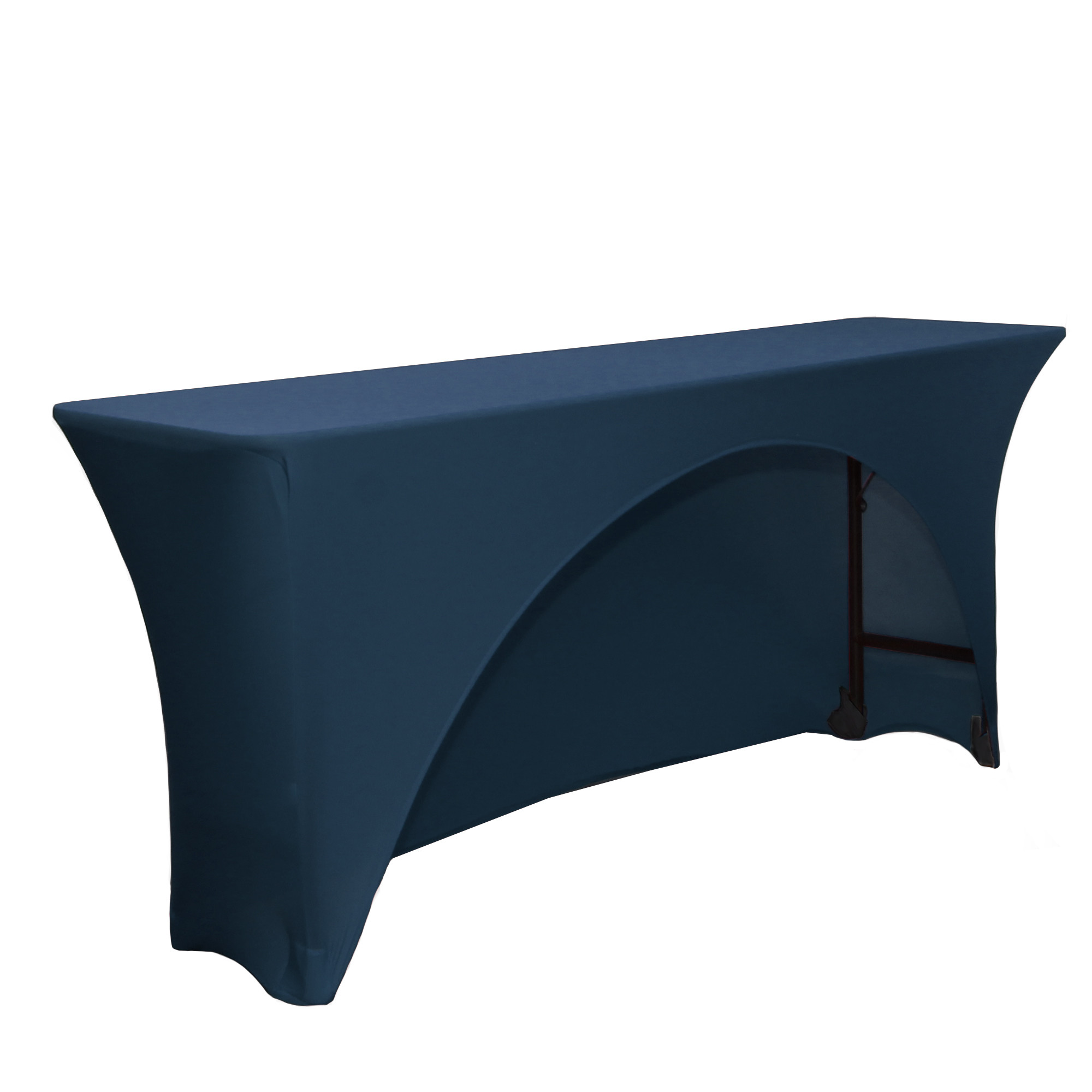 Spandex 6 Ft x 18 Inches Open Back Rectangular Table Covers Navy Blue side view