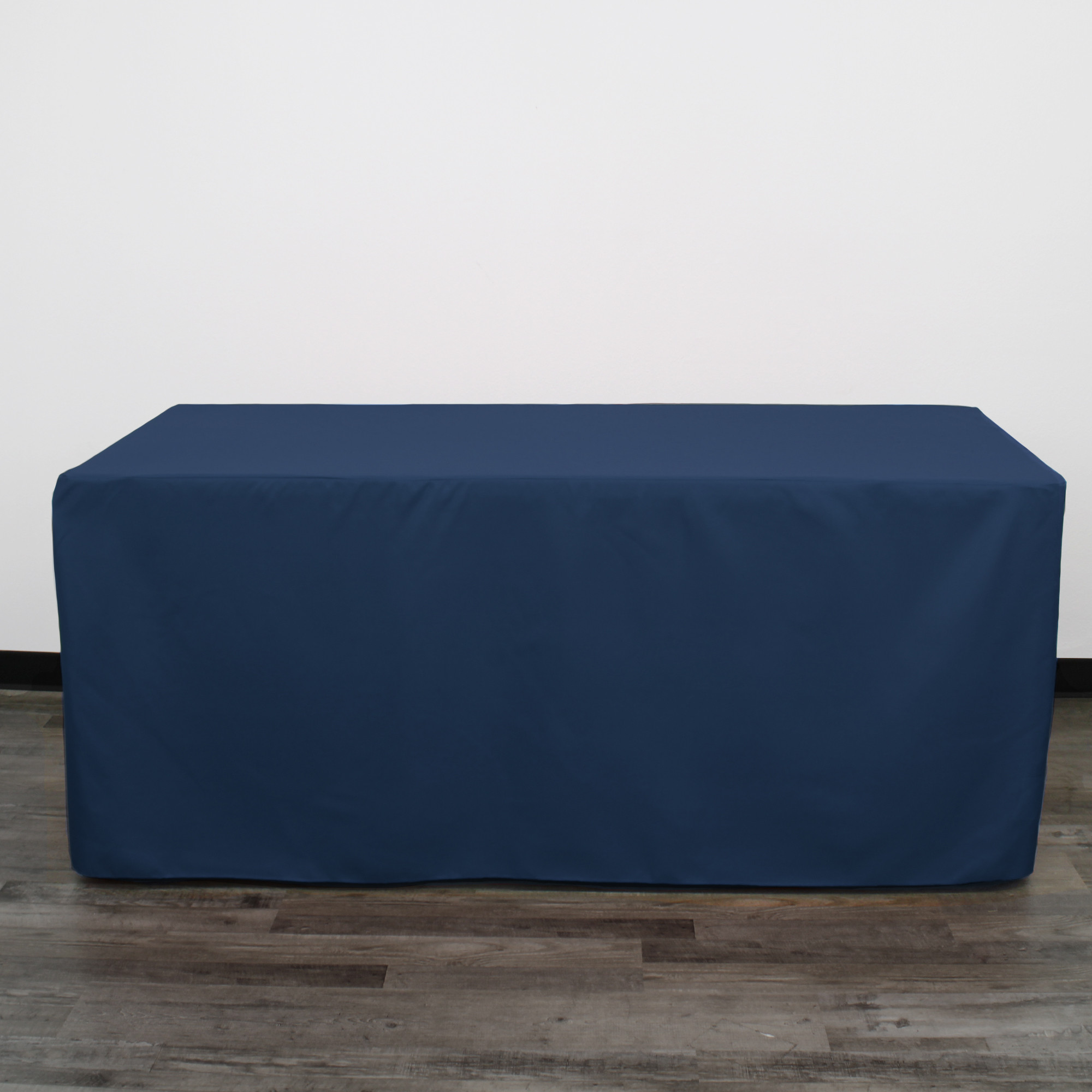 6 ft Fitted Rectangular Polyester Tablecloths Navy Blue front