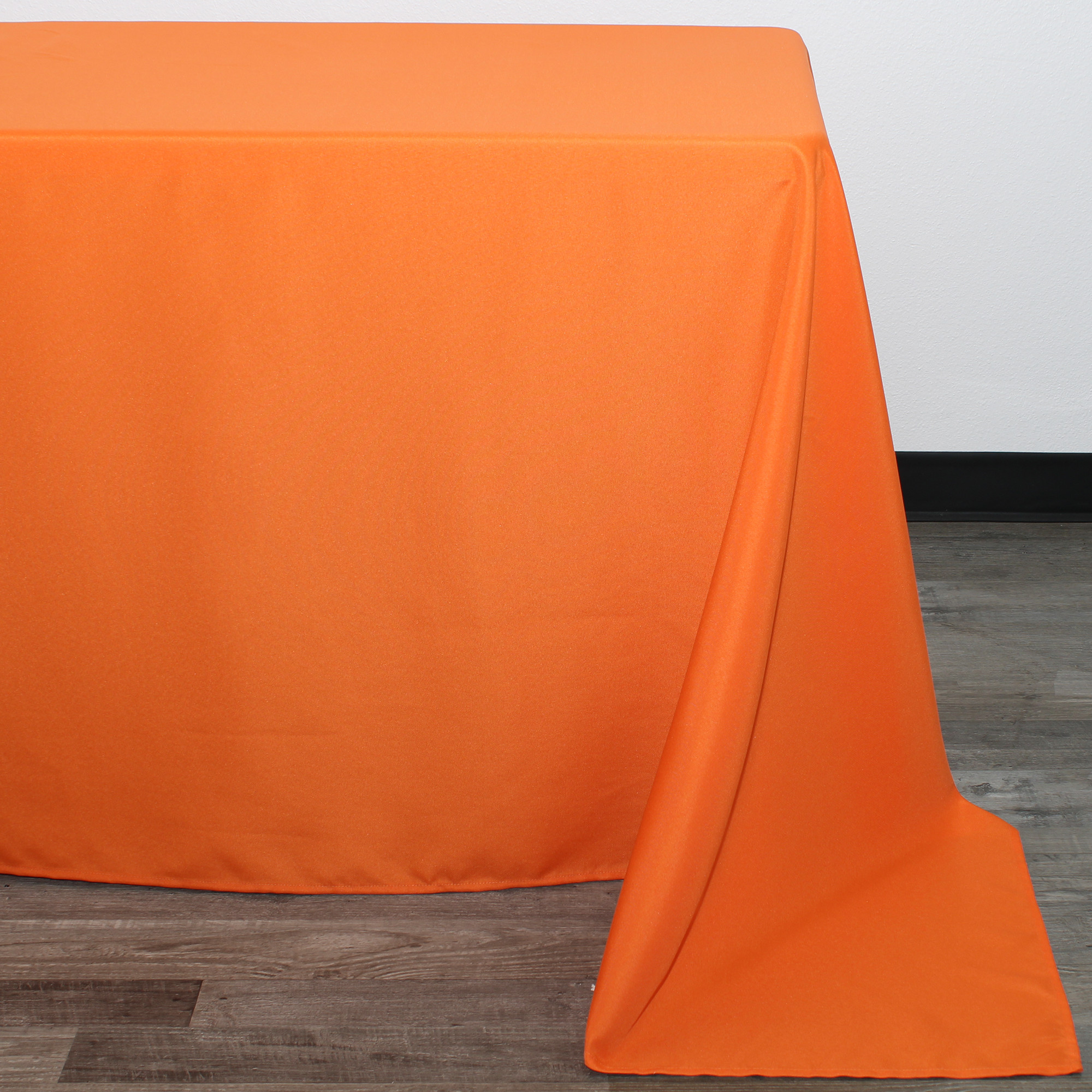 90 x 132 Inch Rectangular Polyester Tablecloth Orange Corner