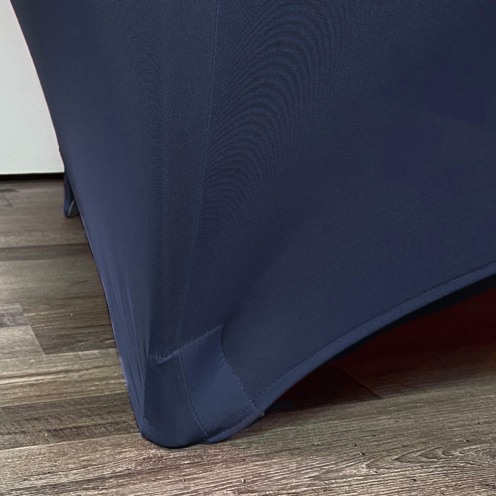 Stretch Spandex 5 ft Round Table Covers Navy Blue Foot Pockets