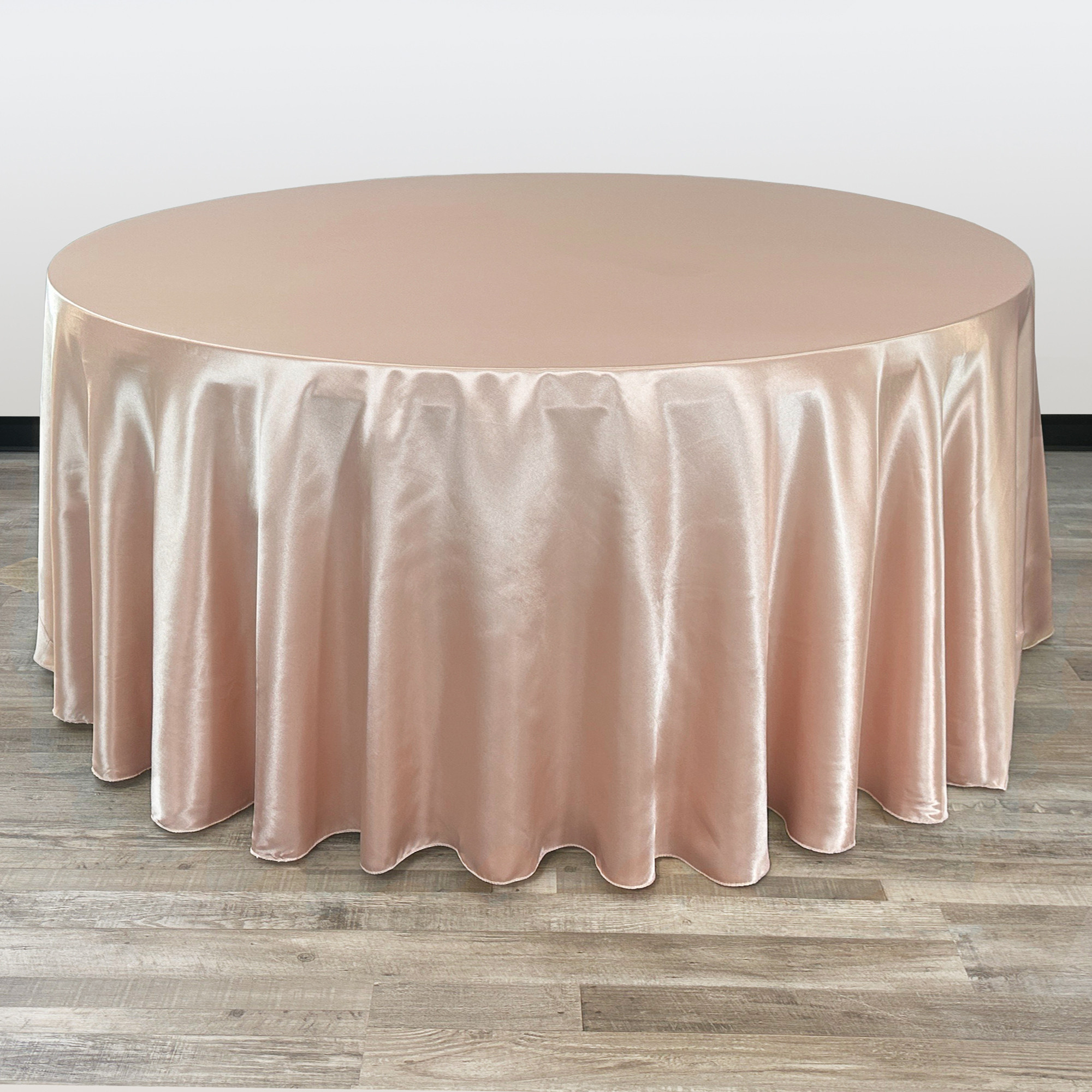 132 Inch Round Satin Tablecloth Blush