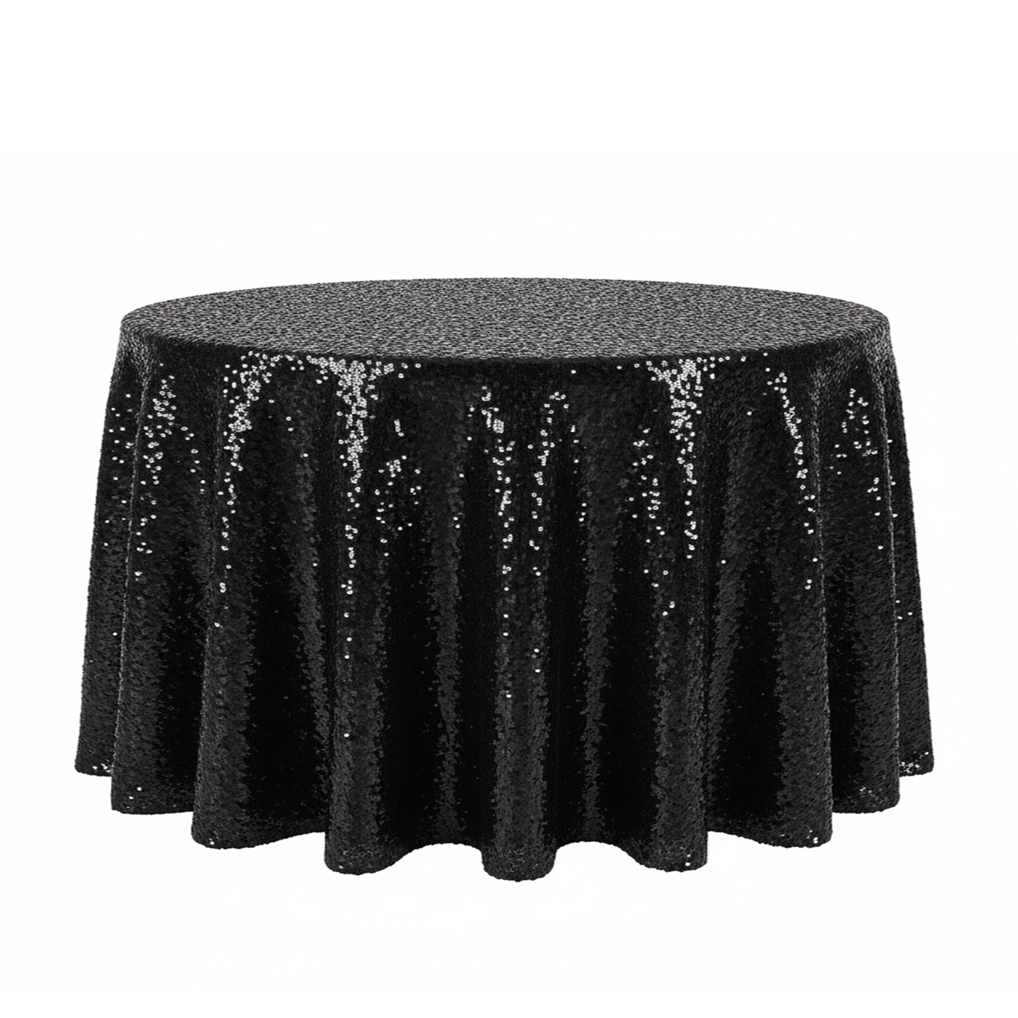 120 Inch Round Glitz Sequin Tablecloth Black