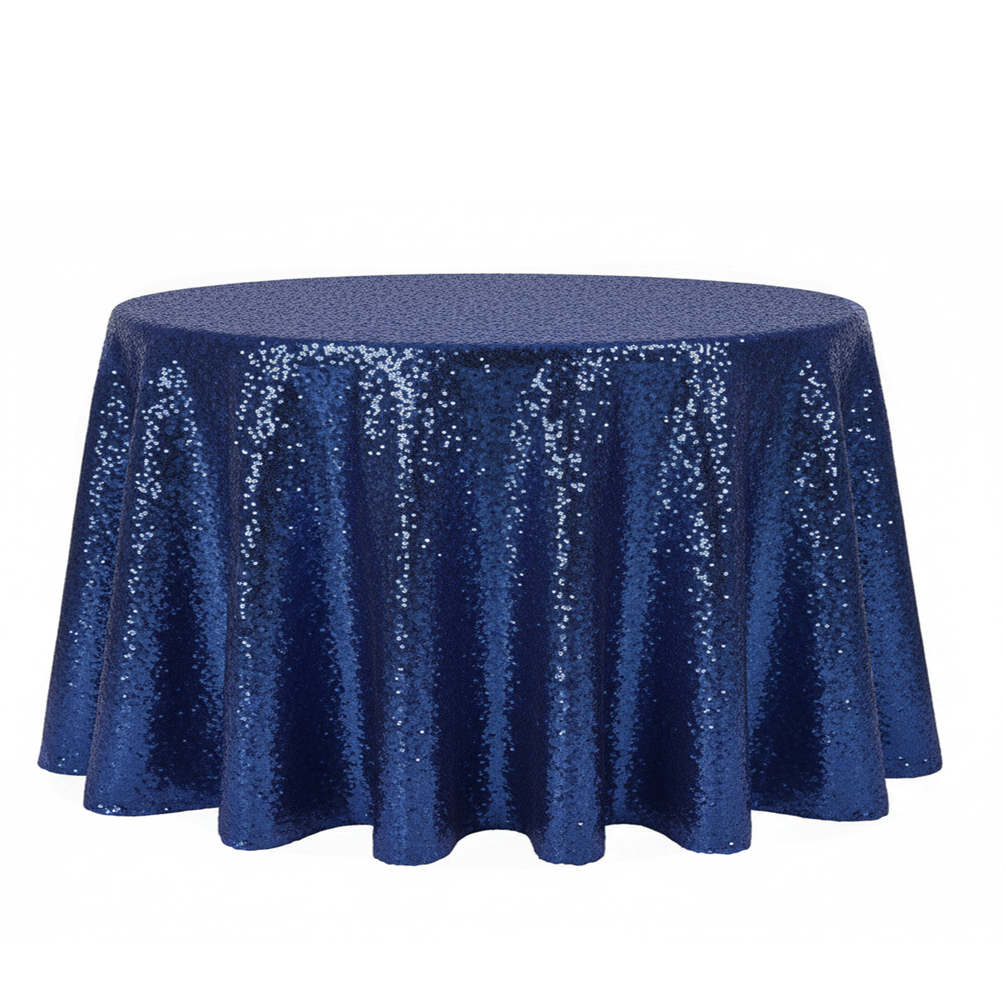 120 inch Round Glitz Sequin Tablecloth Navy Blue