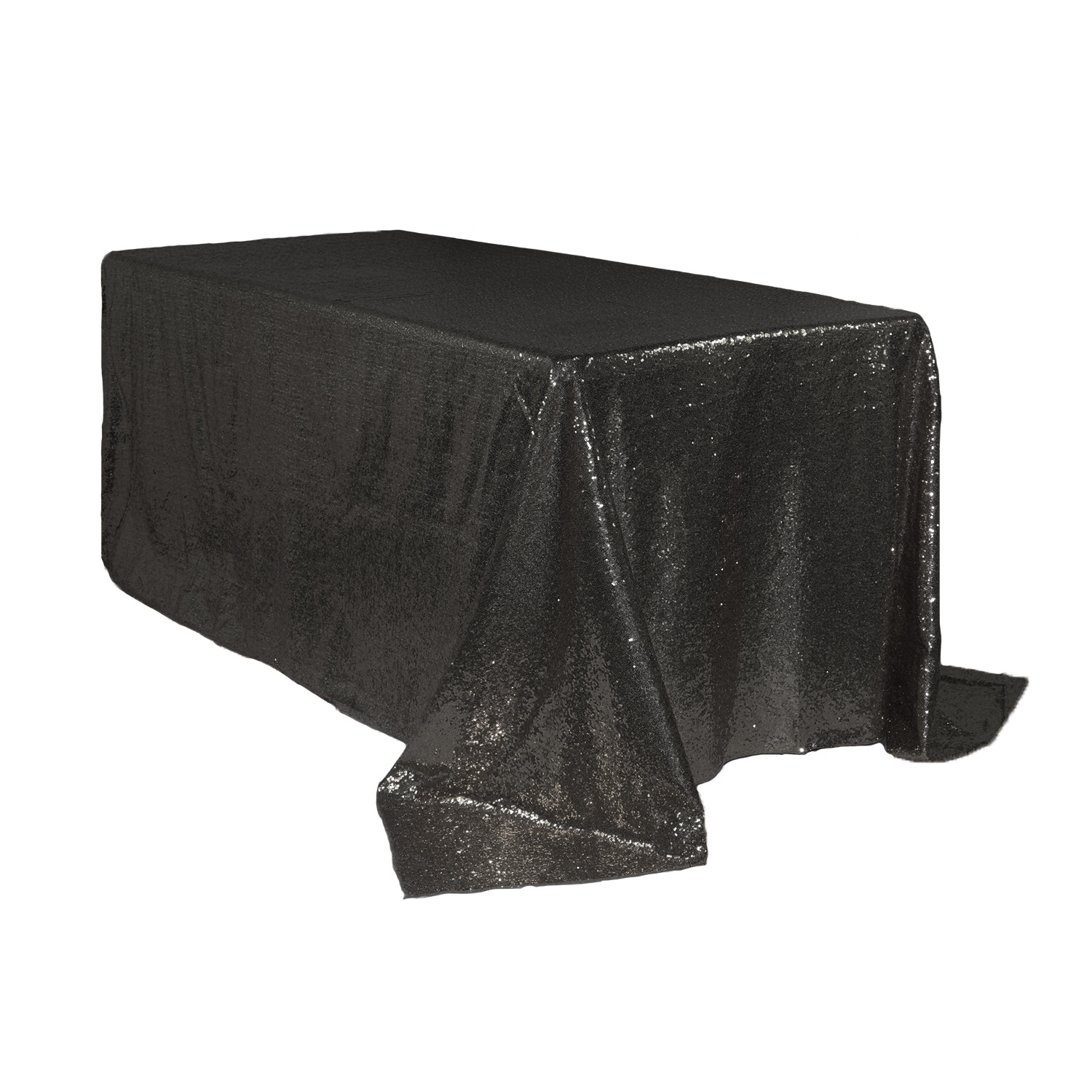 90 x 132 inch Rectangular Glitz Sequin Tablecloth Black
