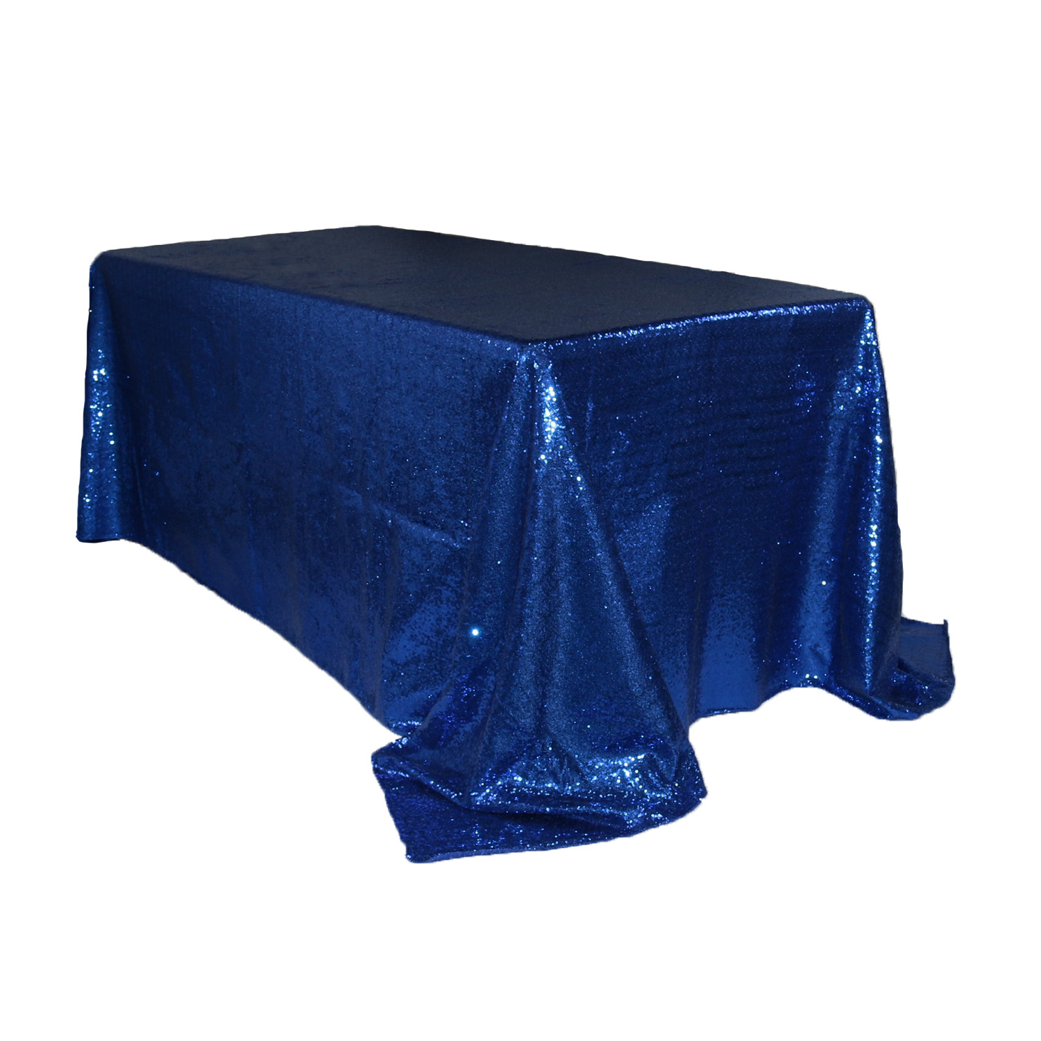 90 x 132 inch Rectangular Glitz Sequin Tablecloth Navy Blue