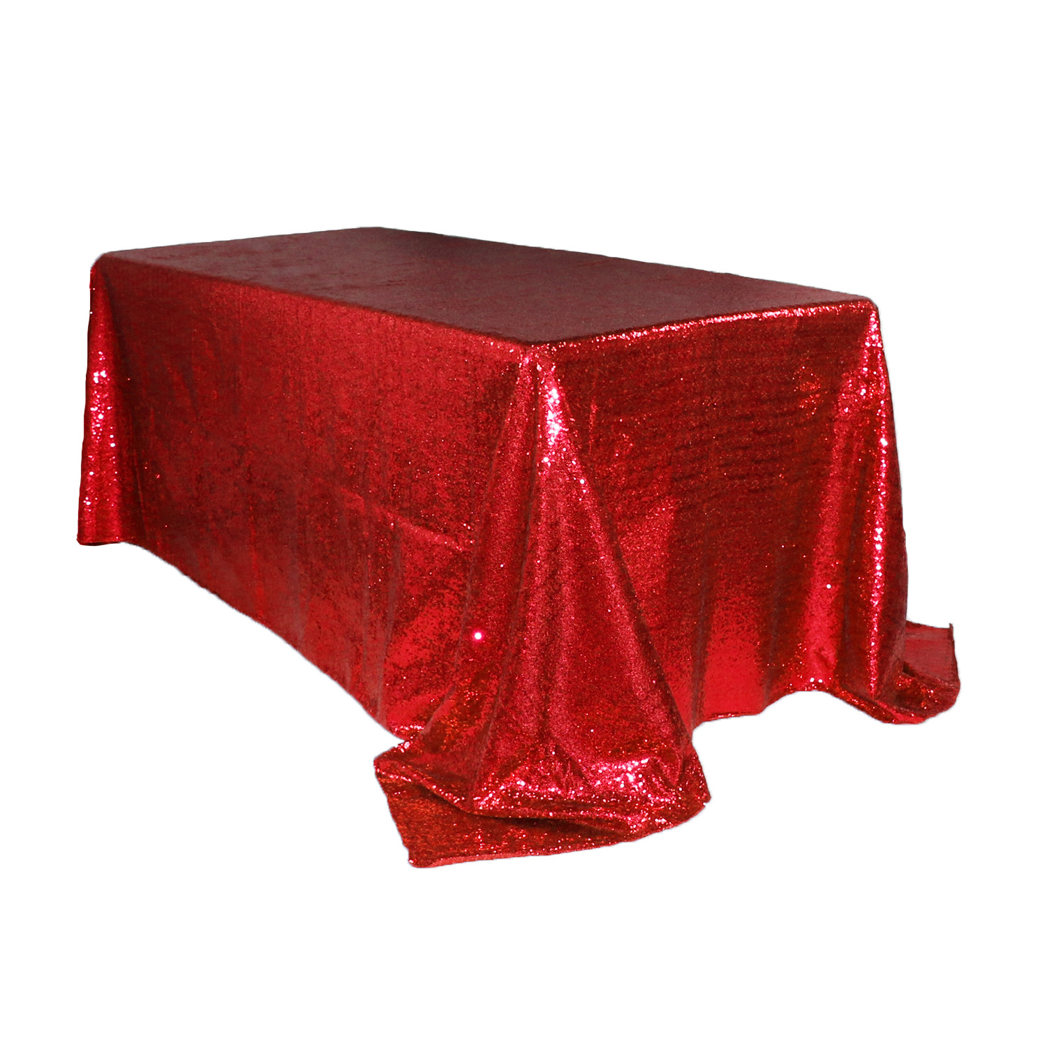 90 x 132 inch Rectangular Glitz Sequin Tablecloth Red