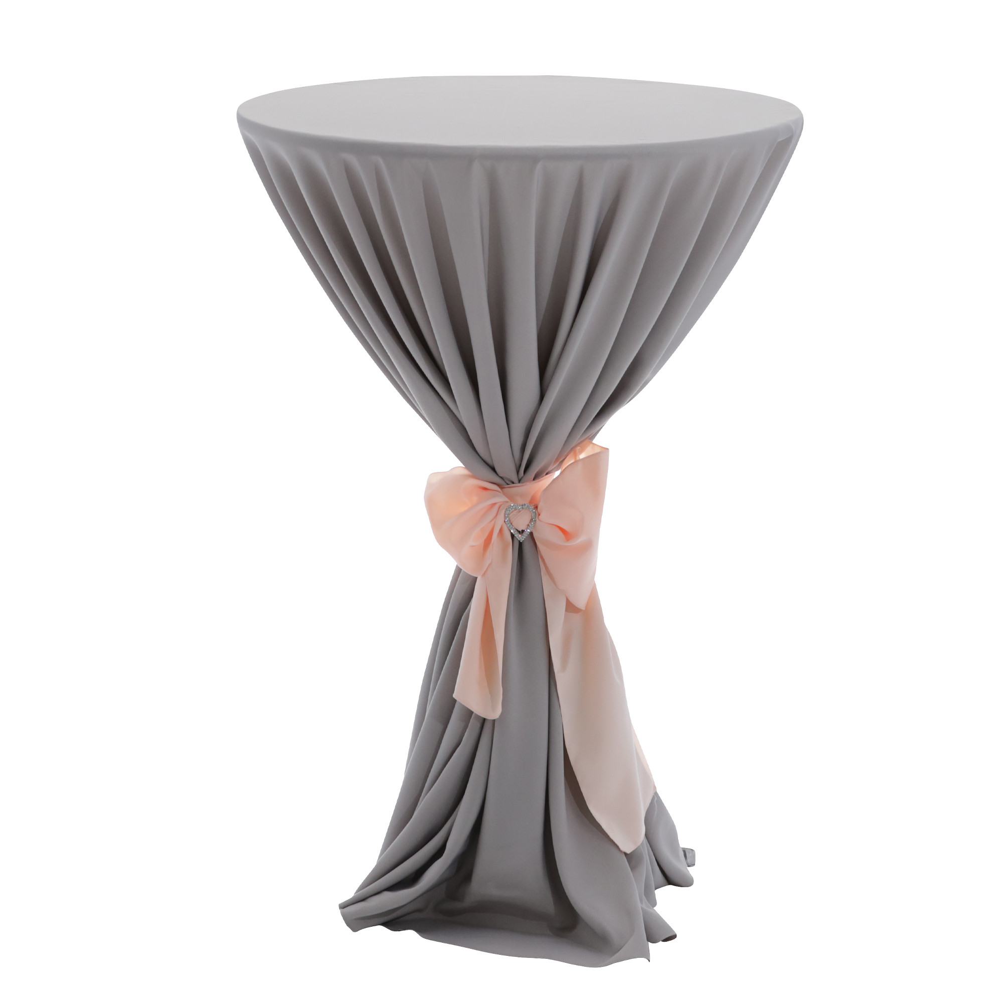 108 inch Round Polyester Tablecloth Gray on cocktail table