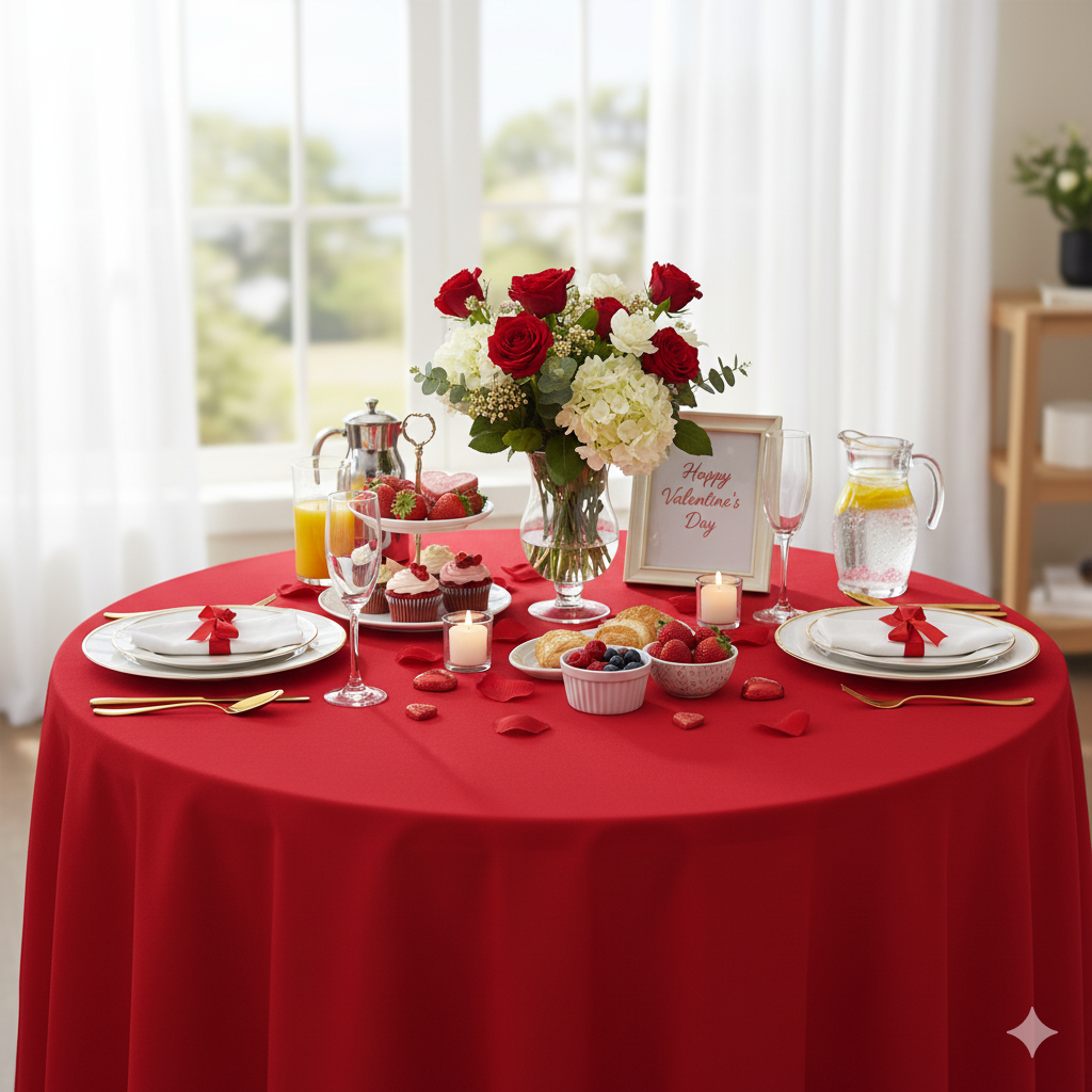 red tablecloths for valentines day