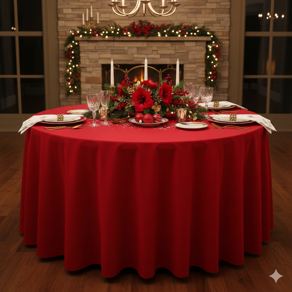 red tablecloths for christmas
