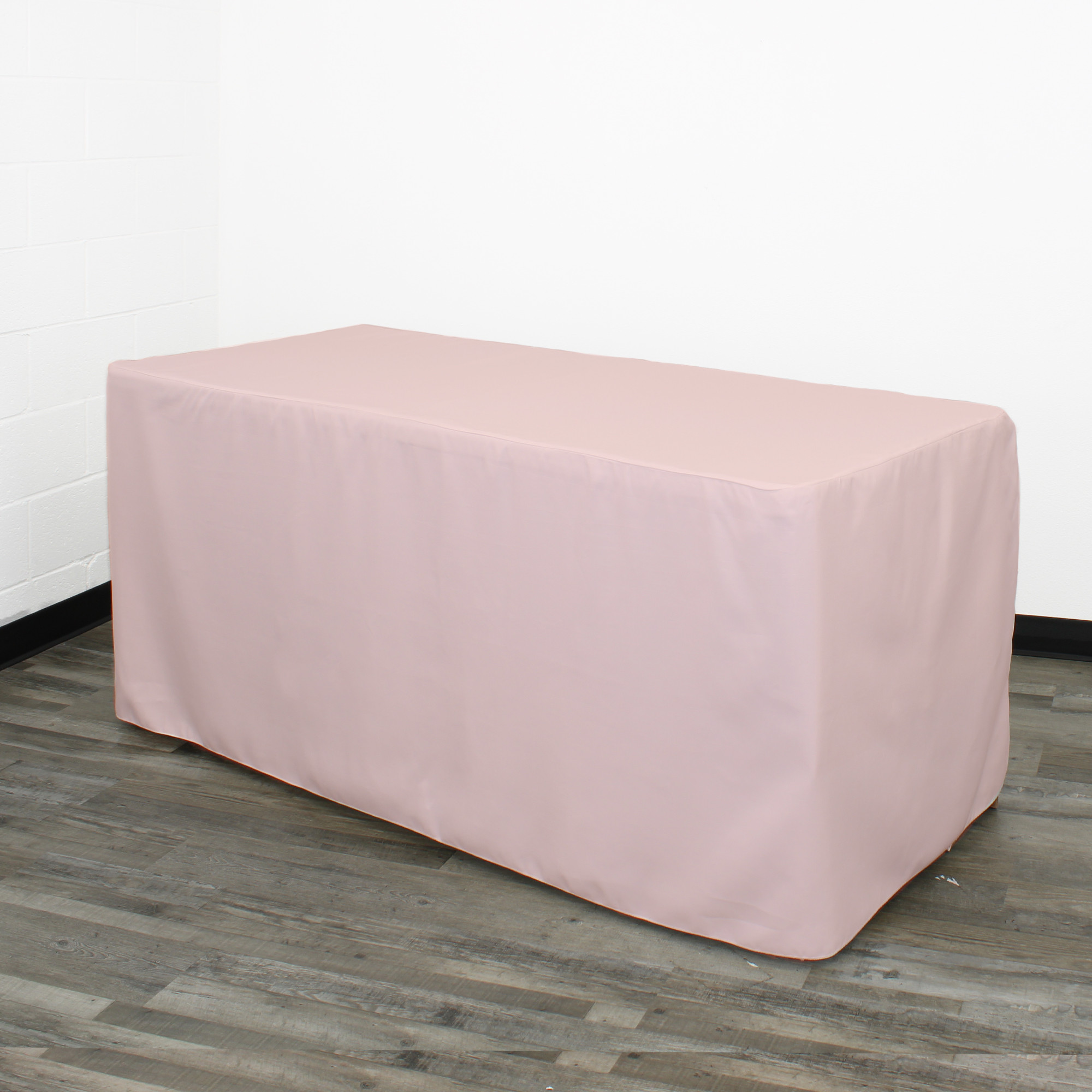 4 FT X 24 Inches Fitted Polyester Tablecloth Rectangular Blush