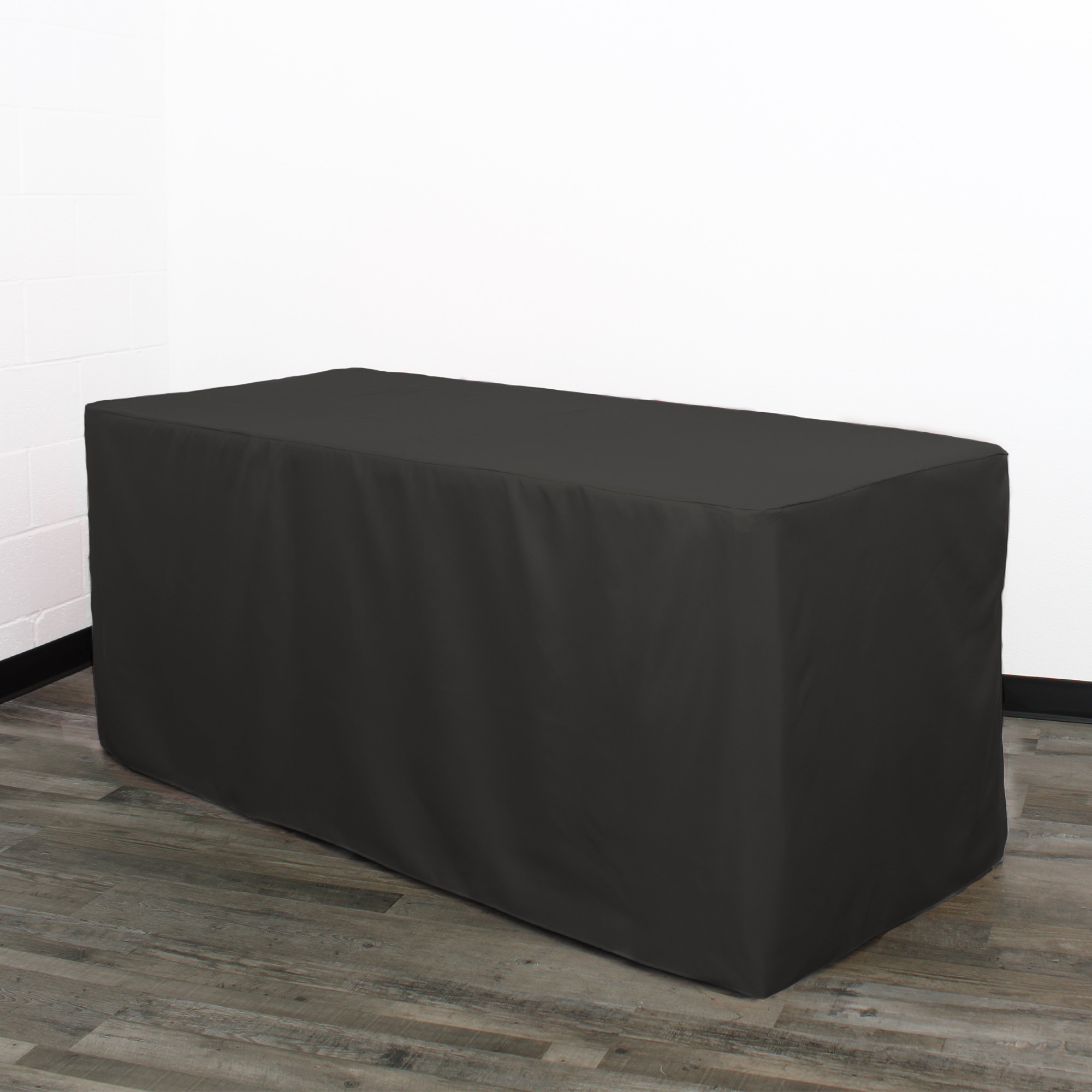 4 FT X 24 Inches Fitted Polyester Tablecloth Rectangular Black