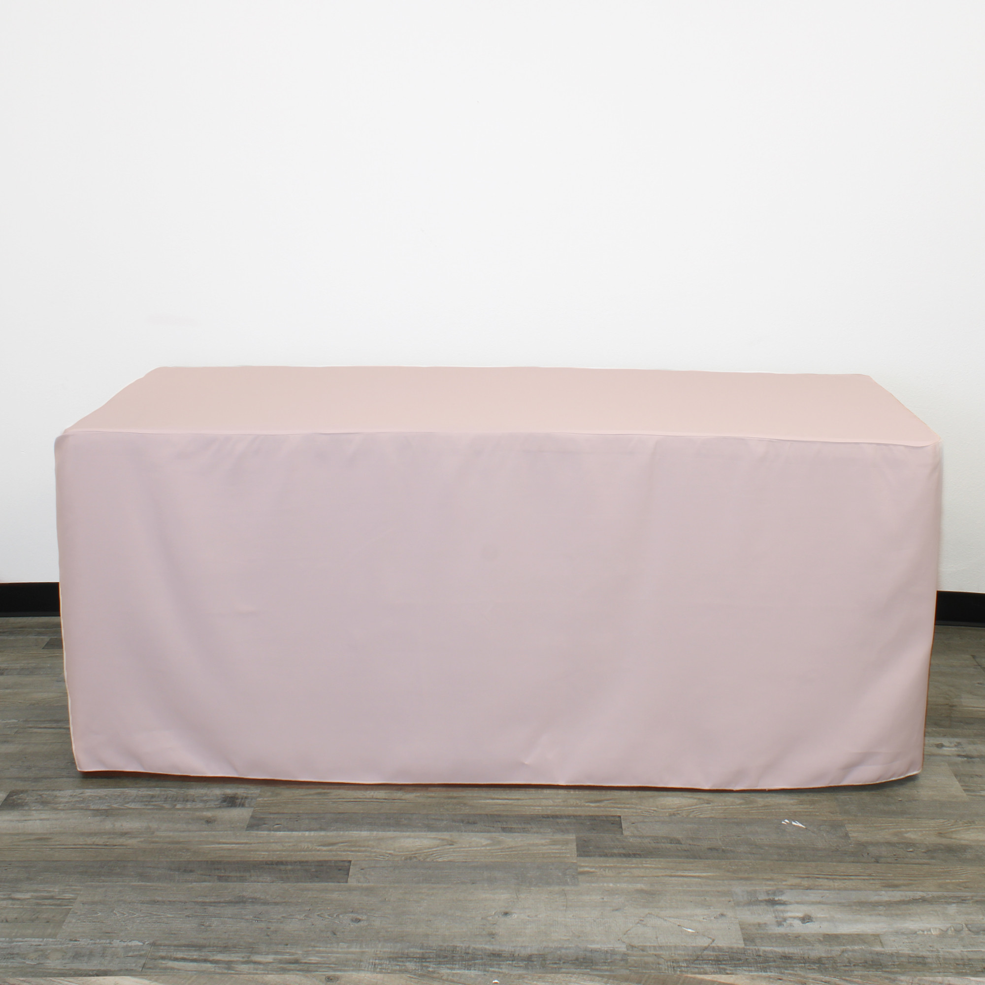 6 ft. Fitted Polyester Tablecloth Rectangular Blush front
