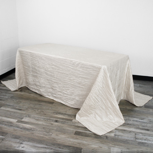 90 x 132 Inch Rectangular Crinkle Taffeta Tablecloth Ivory