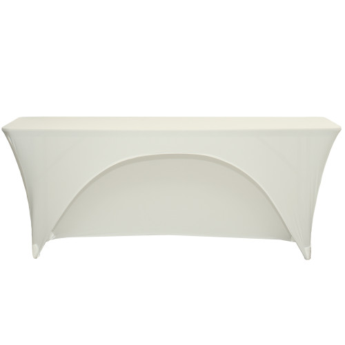 Stretch Spandex 8 Ft Open Back Rectangular Table Covers Ivory