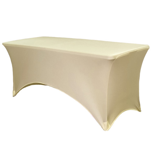 Spandex 4 Ft Rectangular Table Cover Champagne Spandex 4 Ft Rectangular Table Cover Champagne