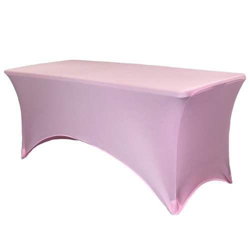 Stretch Spandex 6 Ft Rectangular Table Cover Pink Stretch Spandex 6 Ft Rectangular Table Cover Pink