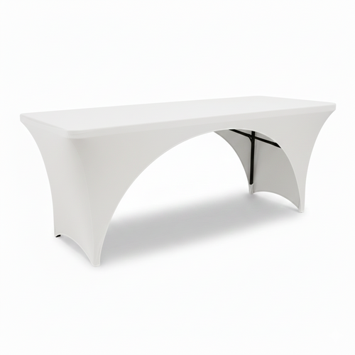 Spandex 6 Ft Sides Open Rectangular Table Covers Side View
