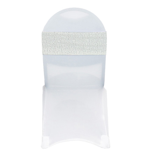 10 Pack Stretch Spandex Glitz Sequin Bands White on White Chair Cover