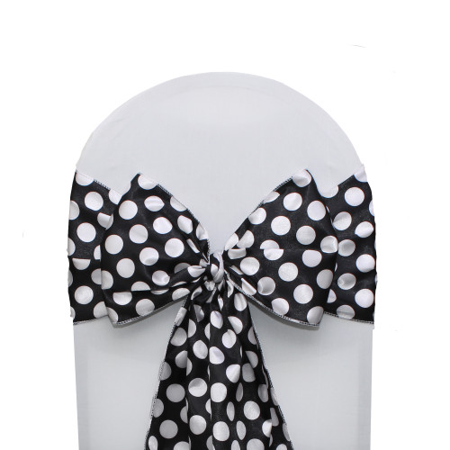 Satin Sashes Black/White Polka Dots