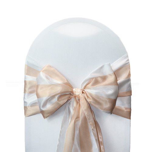 Satin Sashes Peach/White Striped (Pack of 10) Satin Sashes Peach/White Striped (Pack of 10)