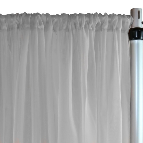 Voile Sheer Drape/Backdrop 12 ft x 116 Inches Silver Voile Sheer Drape/Backdrop 12 ft x 116 Inches Silver