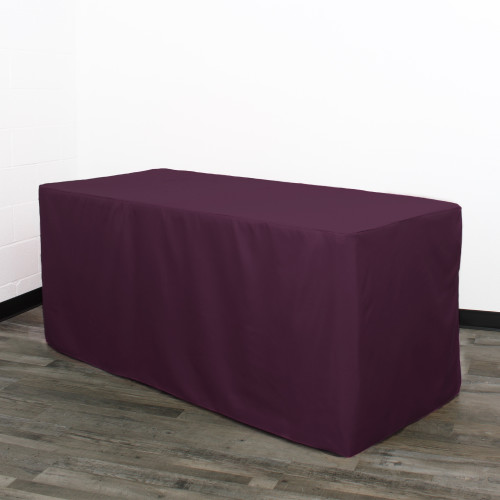6 ft Fitted Polyester Tablecloth Rectangular Eggplant 6 ft Fitted Polyester Tablecloth Rectangular Eggplant