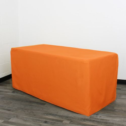6 ft Fitted Polyester Tablecloth Rectangular Orange