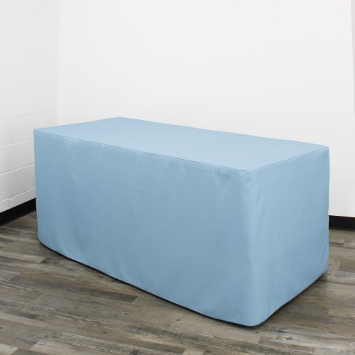 6 ft Fitted Polyester Tablecloth Rectangular Light Blue 6 ft Fitted Polyester Tablecloth Rectangular Light Blue
