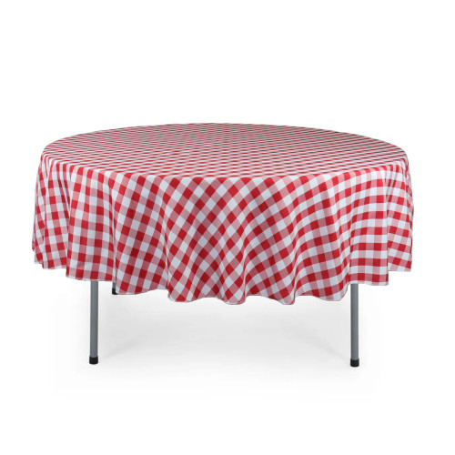 90 Inch Round Polyester Tablecloth Checkered Red 90 Inch Round Polyester Tablecloth Checkered Red