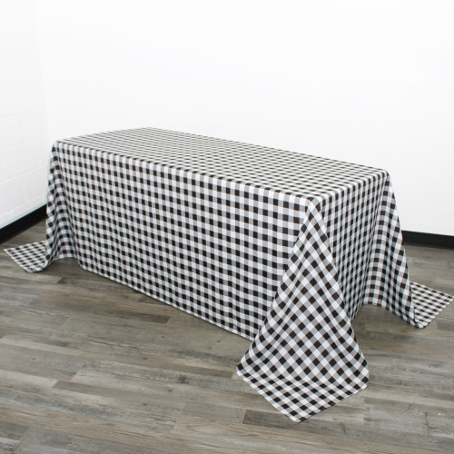 90 x 132 Inch Rectangular Polyester Tablecloth Checkered Black 90 x 132 Inch Rectangular Polyester Tablecloth Checkered Black