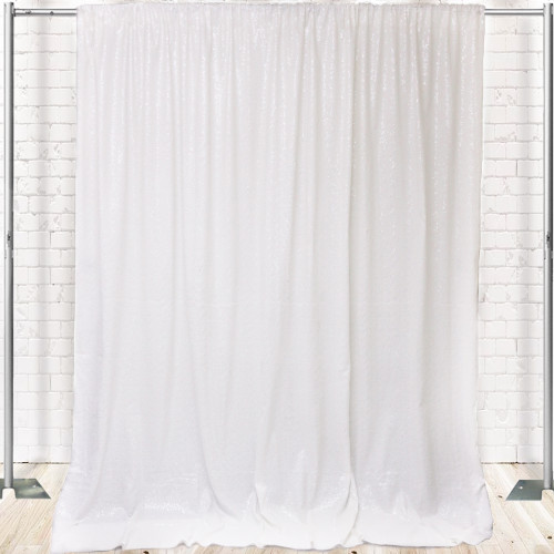 Glitz Sequin on Taffeta Drape/Backdrop 12 ft x 104 Inches White