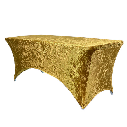 Velvet Spandex 8 Ft Rectangular Table Cover Gold Velvet Spandex 8 Ft Rectangular Table Cover Gold