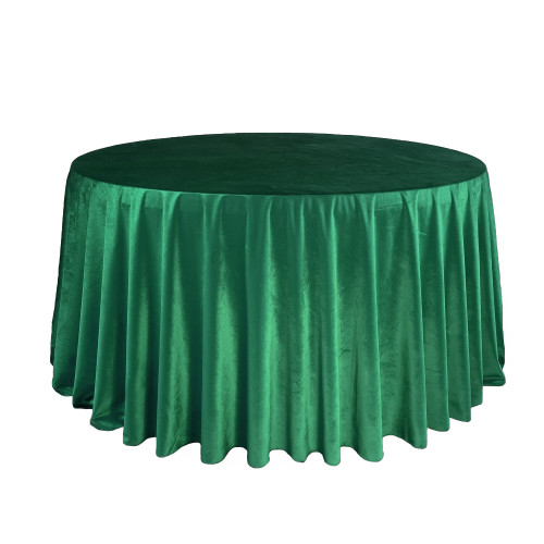120 Inch Round Velvet Tablecloth Emerald Green