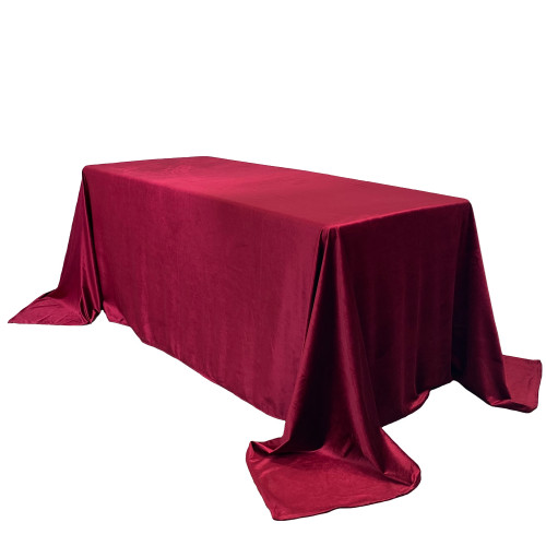 90 x 132 Inch Rectangular Velvet Tablecloth Burgundy