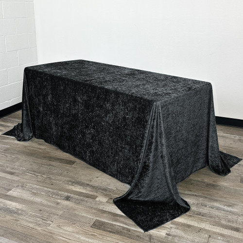 90 x 132 Inch Rectangular Crushed Velvet Tablecloth Black