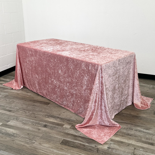 90 x 132 Inch Rectangular Crushed Velvet Tablecloth Dusty Rose Main