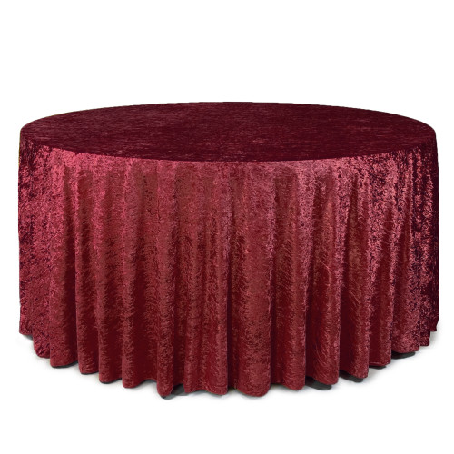 132 Inch Round Crushed Velvet Tablecloth Burgundy 132 Inch Round Crushed Velvet Tablecloth Burgundy
