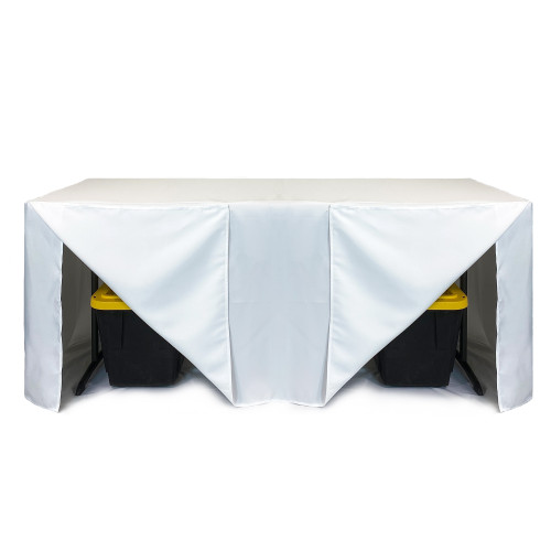 8 ft Fitted Slit Open Back Polyester Rectangular Tablecloth White 8 ft Fitted Slit Open Back Polyester Rectangular Tablecloth White